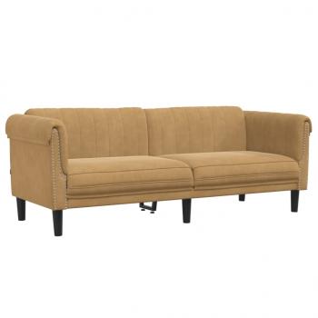 3-Sitzer Sofa Braun Kunstleder Wildleder-Optik