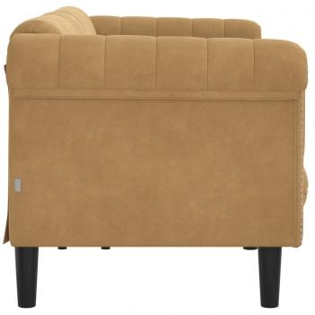 3-Sitzer Sofa Braun Kunstleder Wildleder-Optik