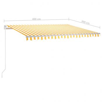 Markise Automatisch mit LED & Windsensor 4x3 m Gelb & Weiß