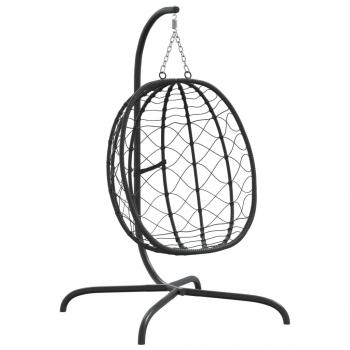 Hängesessel Ei mit Kissen Cremeweiß Poly Rattan & Stahl