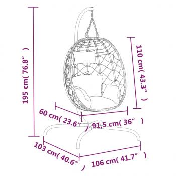 Hängesessel Ei mit Kissen Cremeweiß Poly Rattan & Stahl