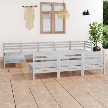 ARDEBO.de - 11-tlg. Garten-Lounge-Set Weiß Massivholz Kiefer