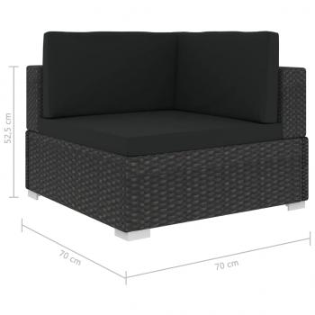 6-tlg. Garten-Lounge-Set mit Kissen Poly Rattan Schwarz