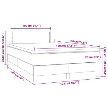 Boxspringbett mit Matratze & LED Taupe 120x190 cm Stoff