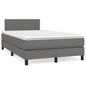 ARDEBO.de - Boxspringbett mit Matratze & LED Grau 120x190 cm Kunstleder