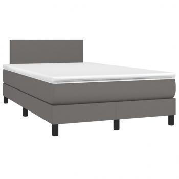 Boxspringbett mit Matratze & LED Grau 120x190 cm Kunstleder