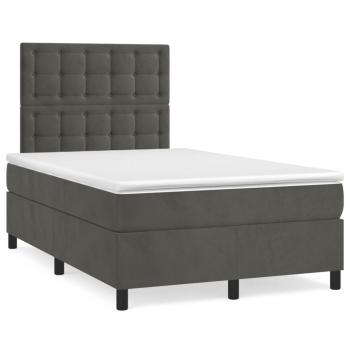 ARDEBO.de - Boxspringbett mit Matratze Dunkelgrau 120x190 cm Samt