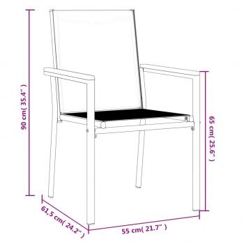 Gartenstühle 2 Stk. Schwarz 55x61,5x90 cm Textilene und Stahl