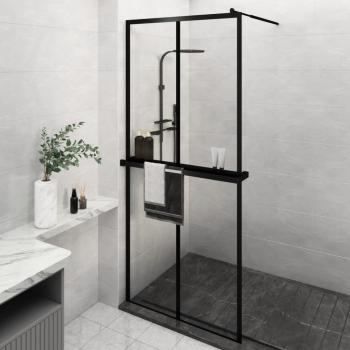 ARDEBO.de - Duschwand mit Ablage für Walk-In-Dusche Schwarz 90x195 cm ESG