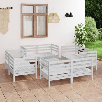 ARDEBO.de - 9-tlg. Garten-Lounge-Set Weiß Kiefer Massivholz