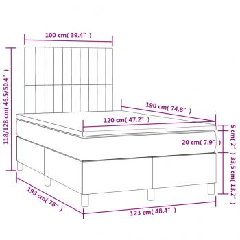 Boxspringbett mit Matratze & LED Blau 120x190 cm Stoff