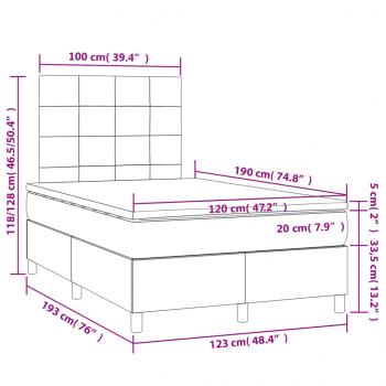 Boxspringbett mit Matratze Dunkelgrau 120x190 cm Stoff