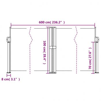 Seitenmarkise Ausziehbar Braun 100x600 cm