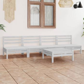 ARDEBO.de - 5-tlg. Garten-Lounge-Set Weiß Kiefer Massivholz