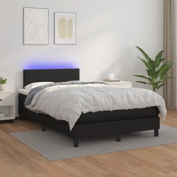 Boxspringbett mit Matratze & LED Schwarz 120x190 cm Kunstleder