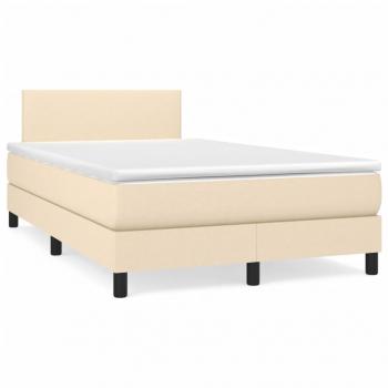 ARDEBO.de - Boxspringbett mit Matratze & LED Creme 120x190 cm Stoff