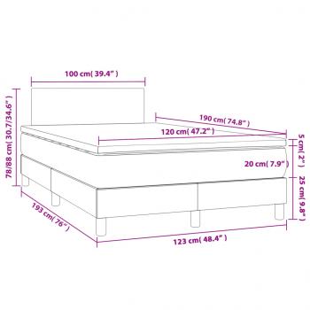 Boxspringbett mit Matratze & LED Creme 120x190 cm Stoff