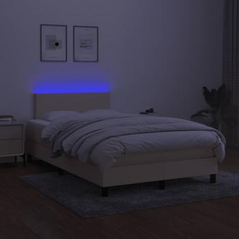 Boxspringbett mit Matratze & LED Creme 120x190 cm Stoff