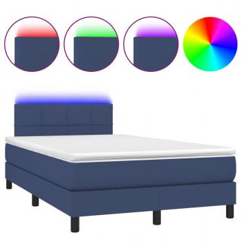 ARDEBO.de - Boxspringbett mit Matratze & LED Blau 120x190 cm Stoff