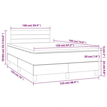 Boxspringbett mit Matratze & LED Dunkelgrau 120x190 cm Stoff