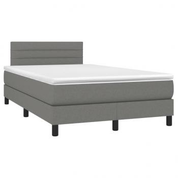 Boxspringbett mit Matratze & LED Dunkelgrau 120x190 cm Stoff