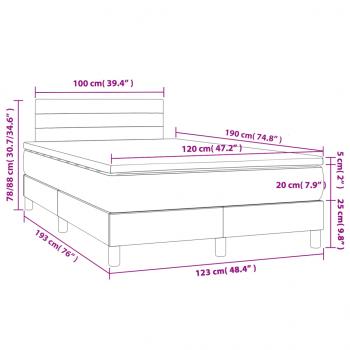 Boxspringbett mit Matratze & LED Creme 120x190 cm Stoff