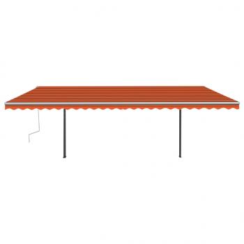 Markise Automatisch Einziehbar mit Pfosten 6x3,5 m Orange Braun