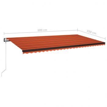 Automatische Markise mit LED & Windsensor 600x350 Orange/Braun