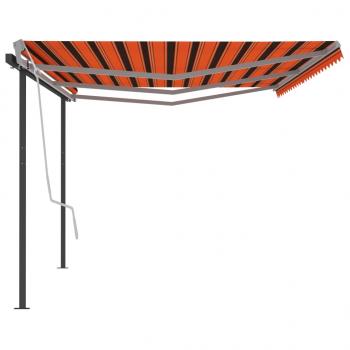 Markise Manuell Einziehbar mit Pfosten 6x3,5 m Orange Braun