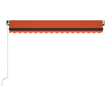 Markise Manuell Einziehbar mit LED 400x350 cm Orange & Braun