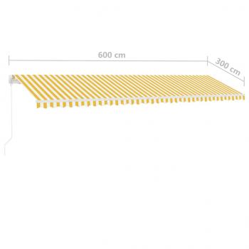 Standmarkise Manuell Einziehbar 600x300 cm Gelb/Weiß