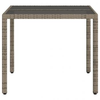 Gartentisch mit Glasplatte Grau 90x90x75 cm Poly Rattan