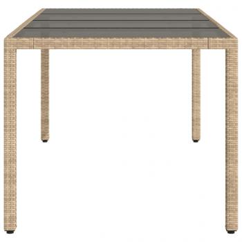 Gartentisch mit Glasplatte Beige 190x90x75 cm Poly Rattan