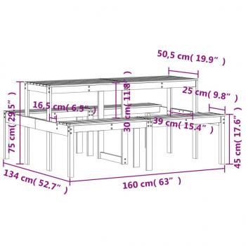 Picknicktisch 160x134x75 cm Massivholz Douglasie