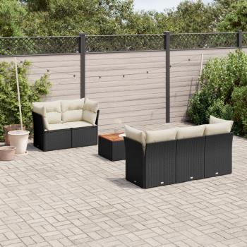 ARDEBO.de - 6-tlg. Garten-Sofagarnitur mit Kissen Schwarz Poly Rattan