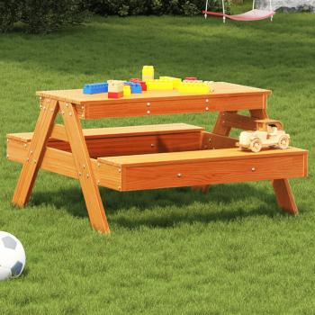 ARDEBO.de - Picknicktisch für Kinder Wachsbraun 88x97x52 cm Massivholz