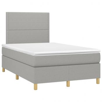 Boxspringbett mit Matratze & LED Hellgrau 120x190 cm Stoff