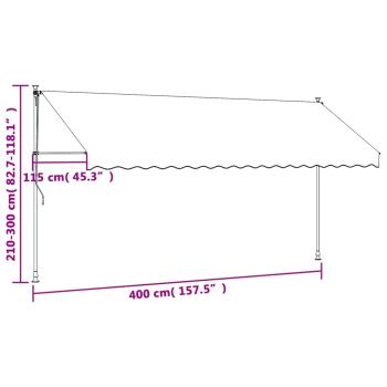 Markise Einziehbar Anthrazit 400x150 cm Stoff und Stahl