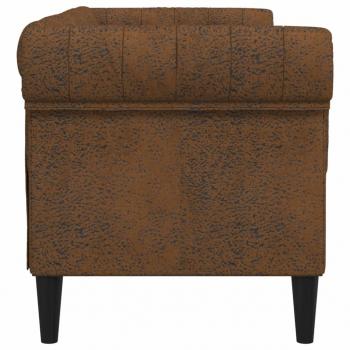 Chesterfield-Sofa 2-Sitzer Braun Stoff