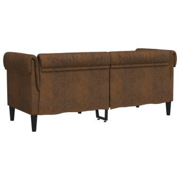 Chesterfield-Sofa 2-Sitzer Braun Stoff