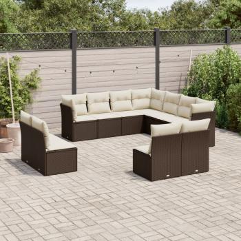 ARDEBO.de - 11-tlg. Garten-Sofagarnitur mit Kissen Braun Poly Rattan