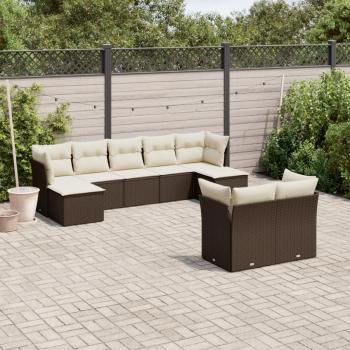 ARDEBO.de - 9-tlg. Garten-Sofagarnitur mit Kissen Braun Poly Rattan