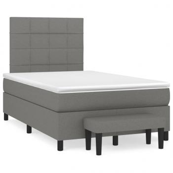 ARDEBO.de - Boxspringbett mit Matratze Dunkelgrau 120x190 cm Stoff