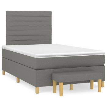 ARDEBO.de - Boxspringbett mit Matratze Dunkelgrau 120x190 cm Stoff