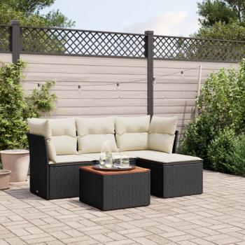 ARDEBO.de - 5-tlg. Garten-Sofagarnitur mit Kissen Schwarz Poly Rattan