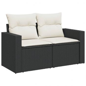 6-tlg. Garten-Sofagarnitur mit Kissen Schwarz Poly Rattan