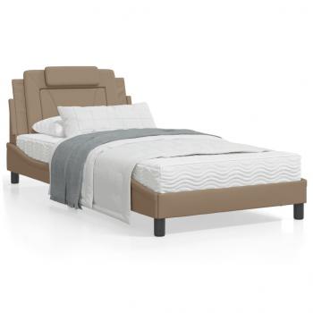 ARDEBO.de - Bett mit Matratze Cappuccino-Braun 100x200 cm Kunstleder