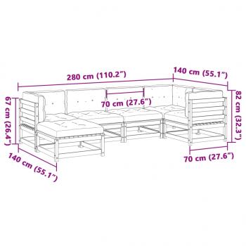 6-tlg. Garten-Sofagarnitur mit Kissen Kiefernholz Imprägniert