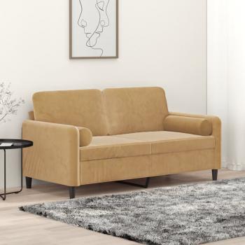 ARDEBO.de - 2-Sitzer-Sofa mit Zierkissen Braun 140 cm Samt