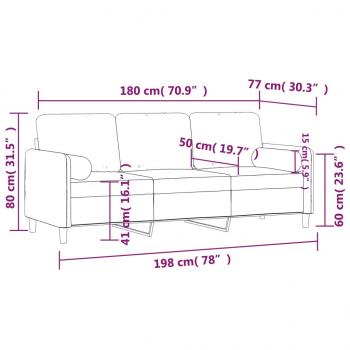 3-Sitzer-Sofa mit Zierkissen Weinrot 180 cm Samt